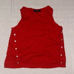 RACHEL Rachel Roy Red Sleeveless Button-Side Tank